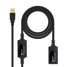 Cable Prolongador con Amplificador USB 2.0 Tipo A/M a Tipo A/H - 10 m · Negro