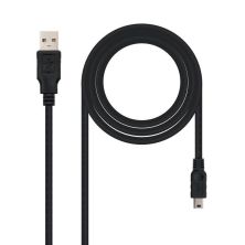 Cable Alargador USB 2.0 Tipo A/M a Mini USB Tipo B/M - 0.5 m · Negro