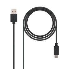 Cable Alargador USB 2.0 3A USB Tipo C-M a USB Tipo A-M - 1 m · Negro
