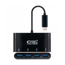 Adaptador USB Tipo C-M a 4xUSB 3.0-H - 0.10 m · Negro