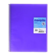 Carpeta de Fundas en Espiral GRAFOPLAS 39833035 - A4 · Violeta · 30 Fundas Taladradas · Gomas de Sujeción