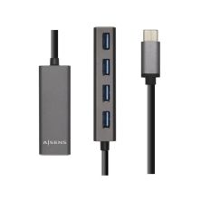 HUB USB 3.1 Tipo C a 4xUSB - 0.15m · Gris
