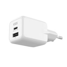 Cargador de Pared KSIX BCD30GANACB - 30W GaN PPS · USB Tipo C · USB · Blanco