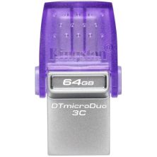 Pendrive KINGSTON DataTraveler microDuo 3C DTDUO3CG3/64GB - 64GB · USB 3.2 · USB Tipo C · Lila