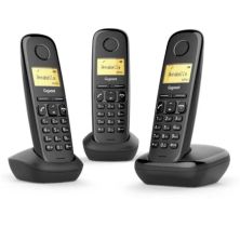 Pack 3Teléfonos Inalámbricos GIGASET A170 - Agenda 50 Contactos · Negro