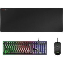 Pack Gaming MARS GAMING MCPXBES - USB · Teclado H-Mech, Ratón Óptico y Alfombrilla XXL · Negro