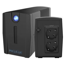 SAI Línea Interactiva PHASAK PH 7288 - 480W · 2xSchuko · Negro