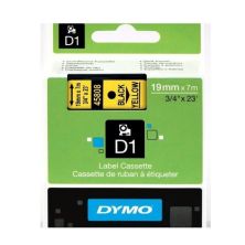 Cinta de Trasferencia Térmica Original DYMO D1 19 mm x 7 m Negro sobre Amarillo  - S0720880
