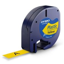 CINTA ROTULADORA AUTOADHESIVA DYMO PLASTICO NEGRO-AMARILLO 12MM X 4 METROS PARA ROTULADORAS LETRATAG